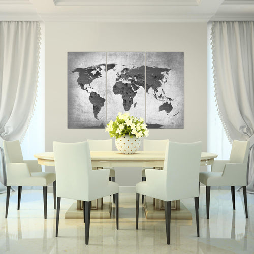 Runa Art Wandbilder Weltkarte Bild XXL Büro Wohnzimmer Gold Vintage Antik 120 x 80 cm 3 Teilig 104031a