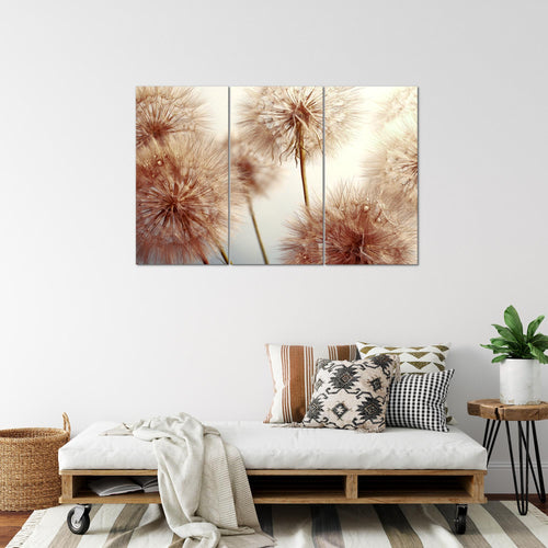 Runa Art Wandbilder Blumen Pusteblumen Bild XXL Wohnzimmer Schlafzimmer Schwarz Weiss Natur 120 x 80 cm 3 Teilig 042031c