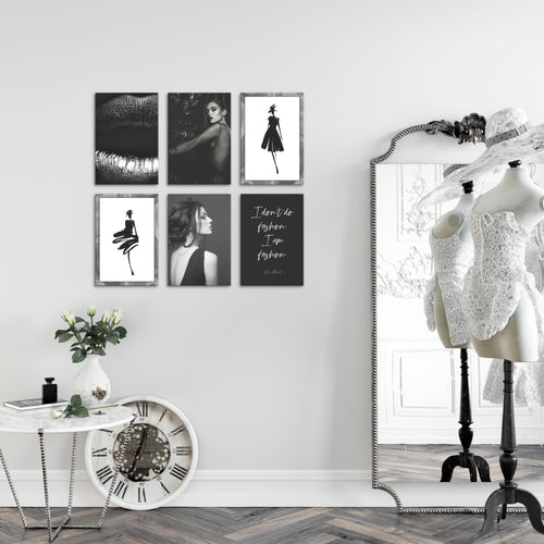Novart Wandbilder - KEIN EXTRA RAHMEN BENÖTIGT - Wohnzimmer Mädchen Teenager - Bilder Modern Fashion - Schwarz Weiss - N000865a