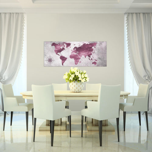 Runa Art Wandbild Weltkarte 1 Teilig 100 x 40 cm Modern Bild auf Vlies Leinwand Antik Büro Wohnzimmer Grün braun 026012a