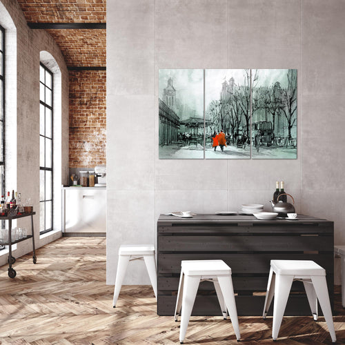 Runa Art Wandbilder London Bild XXL Wohnzimmer Schlafzimmer Braun Stadt Abstrakt 120 x 80 cm 3 Teilig 009731a