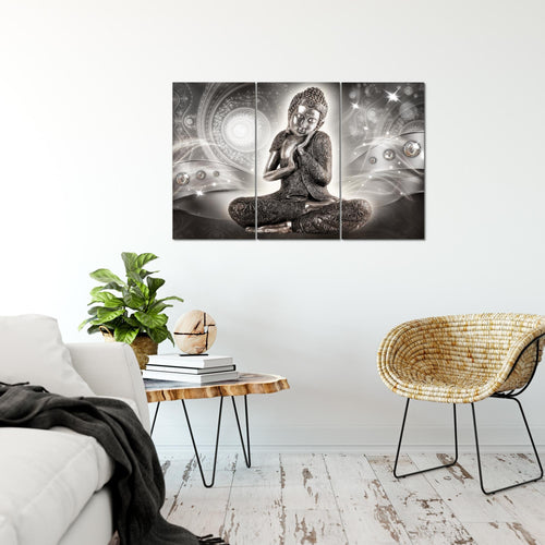 Runa Art Wandbilder Buddha Zen Bild XXL Wohnzimmer Schlafzimmer Braun Feng Shui 120 x 80 cm 3 Teilig 041631a