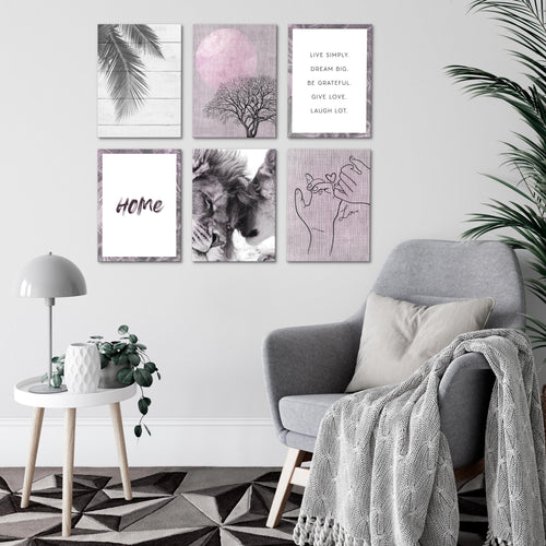 Novart Wandbilder - KEIN EXTRA RAHMEN BENÖTIGT - Wohnzimmer Schlafzimmer - Bilder Modern Home - Löwen Liebe - N018565c