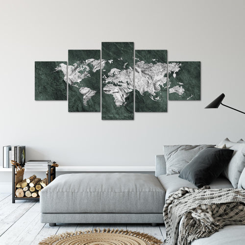 Runa Art - Bilder Weltkarte 200 x 100 cm 5 Teilig XXL Wanddekoration Design Braun 002951b