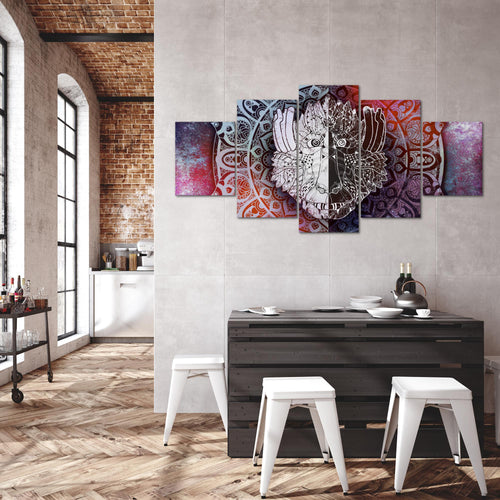 Runa Art - Bilder Mandala Abstrakt 200 x 100 cm 5 Teilig XXL Wanddekoration Design Lila Violett 040151b