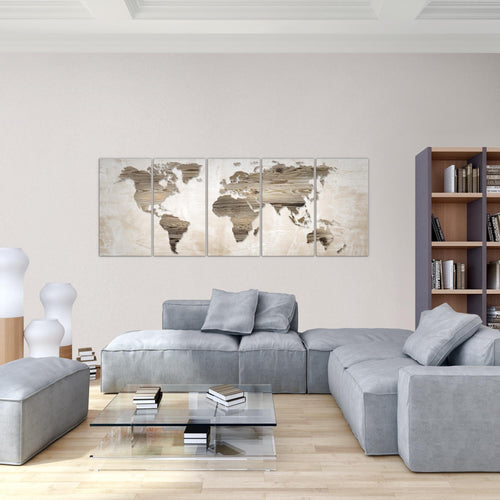 Runa Art Bild Weltkarte Wandbilder auf Vlies Leinwand 5 Teilig Wanddekoration Büro Wohnzimmer 035056a