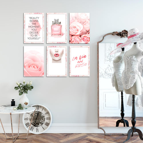 Novart Wandbilder Set Fashion - KOMPLETT AUFHÄNGFERTIG - Made in Germany - Moderne Bilder  Wohnzimmer Mädchen Teenager - N015864a