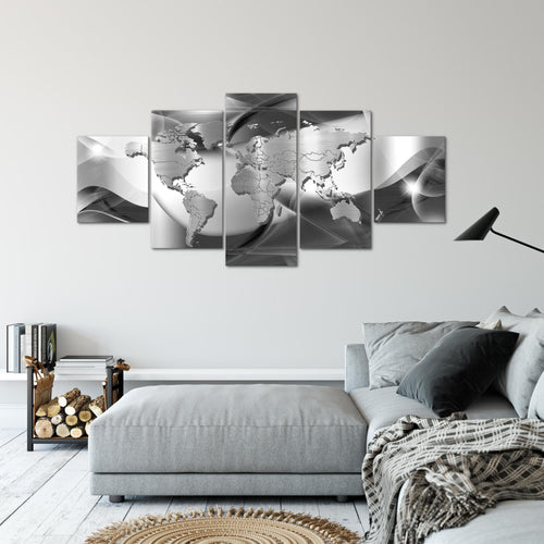 Runa Art - Bilder Weltkarte 200 x 100 cm 5 Teilig XXL Wanddekoration Design Braun 109251b