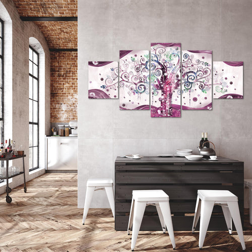 Runa Art - Bilder Gustav Klimt Baum des Lebens 200 x 100 cm 5 Teilig XXL Wanddekoration Design Rosa 003051c