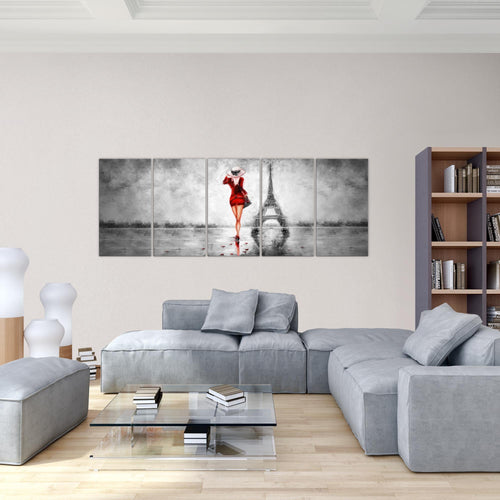 Runa Art Wandbild Paris Eifelturm 1 Teilig 100 x 40 cm Modern Bild auf Vlies Leinwand Abstrakt Wohnzimmer Schlafzimmer Türkis Grau 035612b