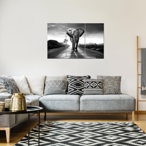 Runa Art Wandbilder Afrika Elefant Bild XXL Wohnzimmer Schlafzimmer Braun Tiere 120 x 80 cm 3 Teilig 042631a
