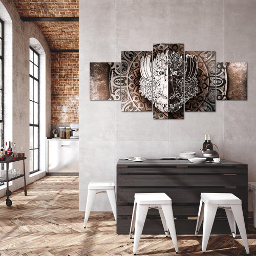 Runa Art Bild Wohnzimmer Schlafzimmer Mandala Abstrakt 5 Teilig Orientalisch Lila Violett Wandbilder auf Vlies Leinwand 040153b