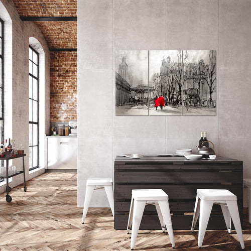 Runa Art Wandbilder London Bild XXL Wohnzimmer Schlafzimmer Braun Stadt Abstrakt 120 x 80 cm 3 Teilig 009731a