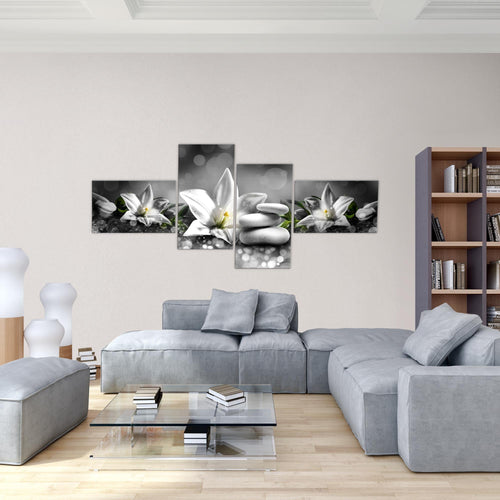 Runa Art Bild Modern Blumen Lilien - Made in Germany - Wandbilder Abstrakt Beige Braun 4 Teilig 035842a
