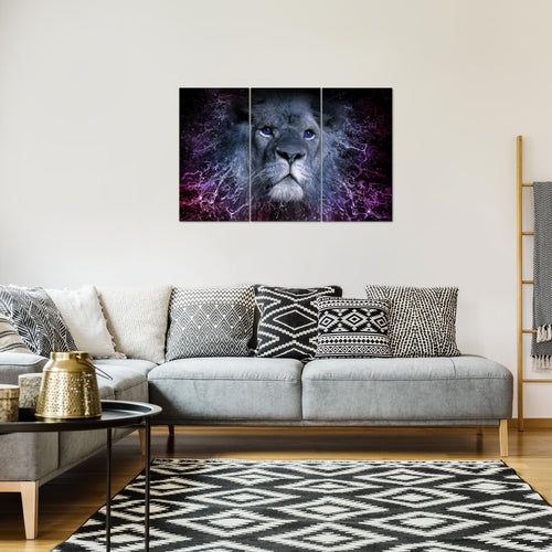 Runa Art Wandbilder Afrika Löwe Bild XXL Wohnzimmer Schlafzimmer Schwarz Gold Abstrakt Tiere 120 x 80 cm 3 Teilig 040731a