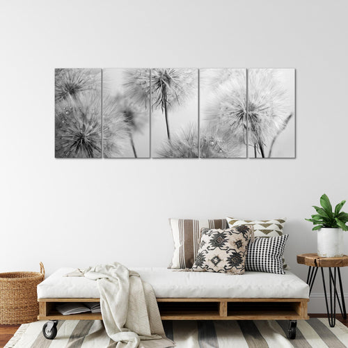 Runa Art Bild Blumen Pusteblumen Wandbilder auf Vlies Leinwand 5 Teilig Wanddekoration Wohnzimmer Schlafzimmer 042056a