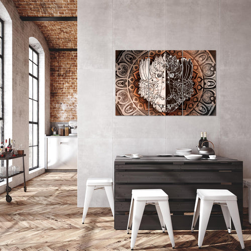 Runa Art Wandbilder Mandala Abstrakt Bild XXL Wohnzimmer Schlafzimmer Beige Braun Kupfer 120 x 80 cm 3 Teilig 040131a