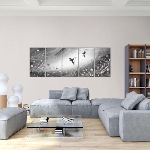 Runa Art Wandbild Vintage Vogel 1 Teilig 100 x 40 cm Modern Bild auf Vlies Leinwand Abstrakt Wohnzimmer Schlafzimmer Biege Braun 038312a