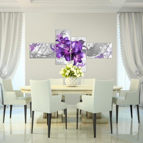 Runa Art Wandbilder Set XXL Blumen LilienWohnzimmer Schlafzimmer Rot 4 Teilig - Made in Germany - 017345b