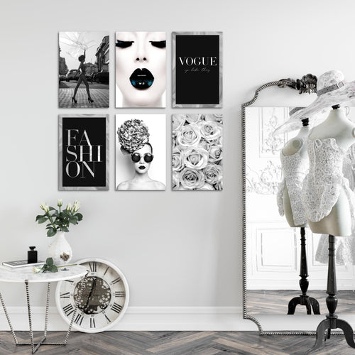 Novart Wandbilder - KEIN EXTRA RAHMEN BENÖTIGT - Wohnzimmer Mädchen Teenager - Bilder Modern Beauty Fashion - Schwarz Weiss - N015565a