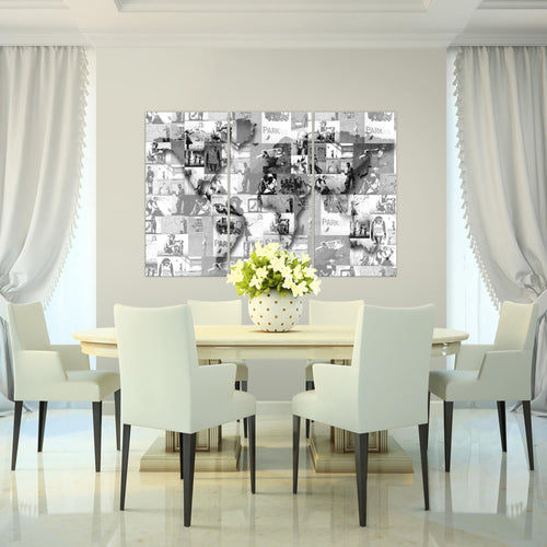 Runa Art Wandbilder Weltkarte Banksy Collage Bild XXL Loft Wohnzimmer Bunt Pop Art 120 x 80 cm 3 Teilig 104531a