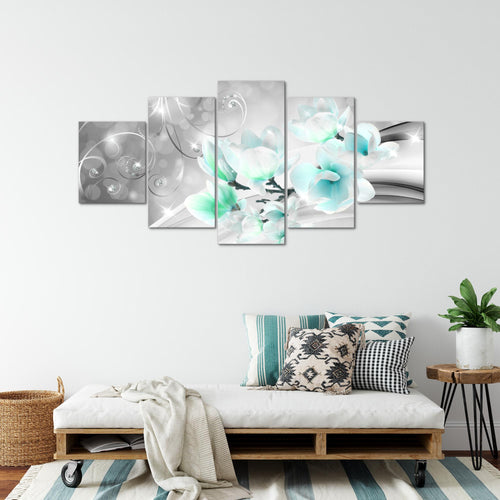 Runa Art - Bilder Blumen Abstrakt 200 x 100 cm 5 Teilig XXL Wanddekoration Design Beige Braun 035351b