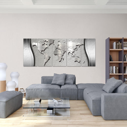 Runa Art Bild Weltkarte Wandbilder auf Vlies Leinwand 5 Teilig Wanddekoration Büro Wohnzimmer 107256a