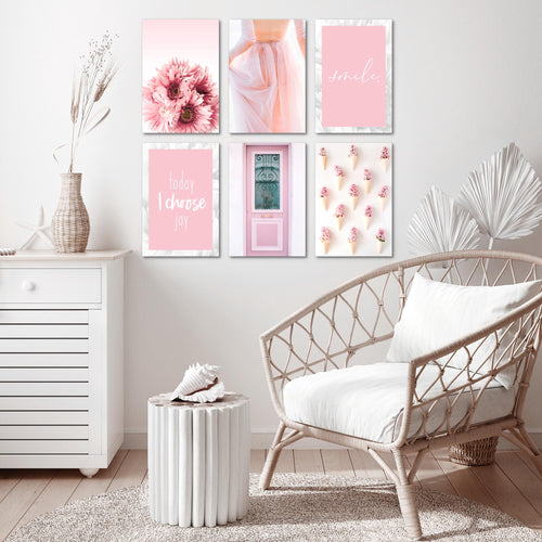 Novart Wandbilder Set Fashion - KOMPLETT AUFHÄNGFERTIG - Made in Germany - Moderne Bilder  Wohnzimmer Mädchen Teenager - N020464a