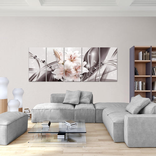 Runa Art Bild Blumen Lilien Wandbilder auf Vlies Leinwand 5 Teilig Wanddekoration Wohnzimmer Schlafzimmer 017156a