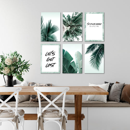 Novart Wandbilder Set Palmen - KOMPLETT AUFHÄNGFERTIG - Made in Germany - Moderne Bilder  Wohnzimmer Schlafzimmer - N014764a
