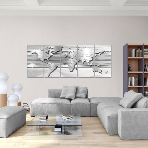 Runa Art Bild Weltkarte Wandbilder auf Vlies Leinwand 5 Teilig Wanddekoration Büro Wohnzimmer 107956a