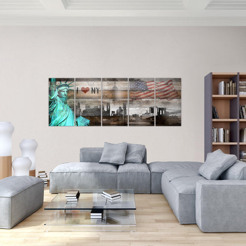 Runa Art Bild New York City Wandbilder auf Vlies Leinwand 5 Teilig Wanddekoration Wohnzimmer Büro 034256c