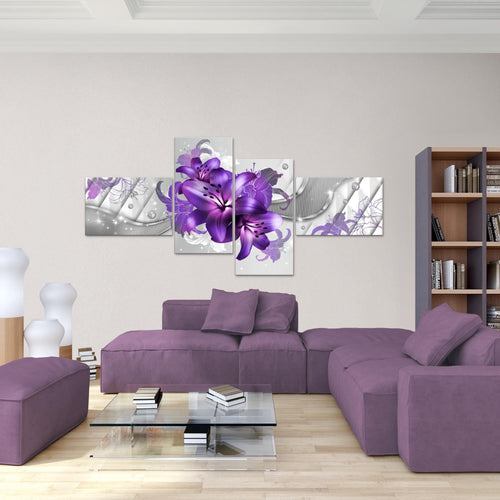 Runa Art Bild XXL 4 Teilig Blumen Lilien 200 x 100 cm Kunstdruck auf Vlies Leinwand Wanddeko Wohnzimmer Schlafzimmer 017341b