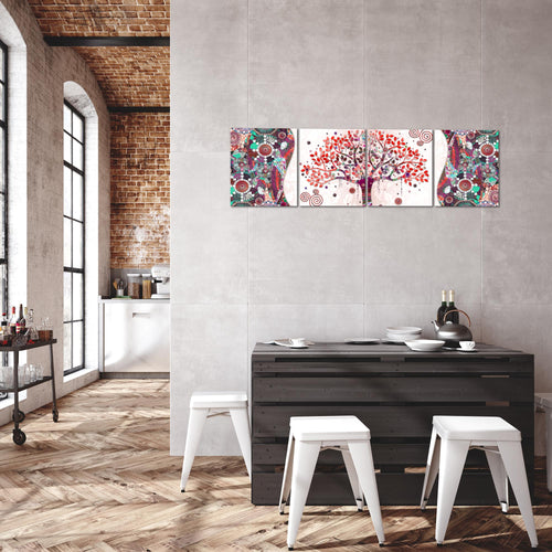 Runa Art Bilder Set 4 Teilig Gustav Klimt Baum des Lebens Wandbilder XXL Wohnzimmer 160 x 50 cm Rosa Modern 004646c