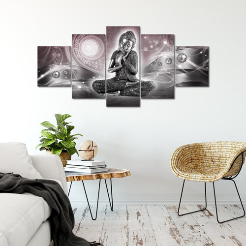 Runa Art - Bilder Buddha Zen 200 x 100 cm 5 Teilig XXL Wanddekoration Design Braun 041651a