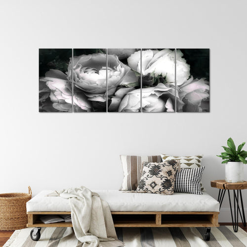 Runa Art Wandbild Blumen Rosen 1 Teilig 100 x 40 cm Modern Bild auf Vlies Leinwand Vintage Wohnzimmer Schwarz Bunt 039112a