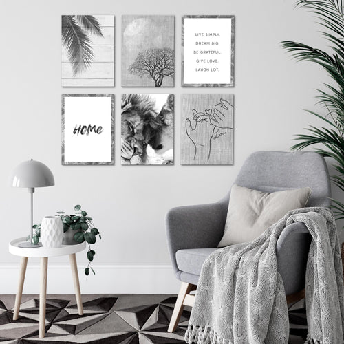 Novart Wandbilder - KEIN EXTRA RAHMEN BENÖTIGT - Wohnzimmer Schlafzimmer - Bilder Modern Löwen Liebe - Natur - N018565b