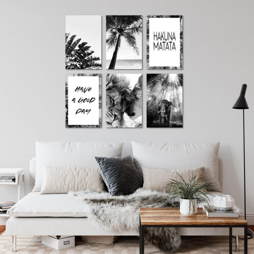 Novart Wandbilder Set Löwen Liebe - KOMPLETT AUFHÄNGFERTIG - Made in Germany - Moderne Bilder  Wohnzimmer Schlafzimmer - N014664a