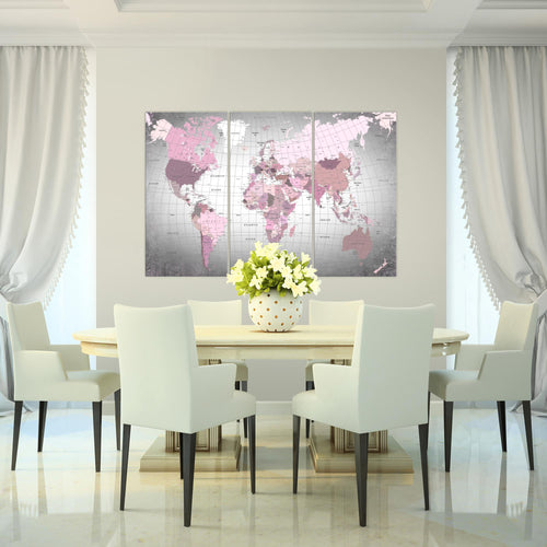 Runa Art Bild Weltkarte Modern Wandbilder Wohnzimmer Büro 1 Teilig - Made In Germany - Kontinente Schwarz Braun Flur 023315a