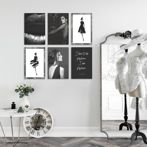 Novart Wandbilder - KEIN EXTRA RAHMEN BENÖTIGT - Wohnzimmer Mädchen Teenager - Bilder Modern Fashion - Schwarz Weiss - N000865a