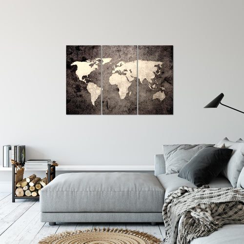 Runa Art Wandbilder Weltkarte Bild XXL Büro Wohnzimmer Gold Vintage Antik 120 x 80 cm 3 Teilig 101731a
