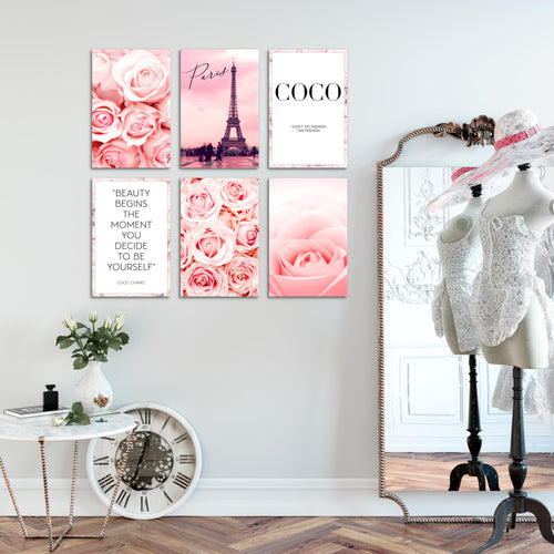 Novart Wandbilder Set Coco - KOMPLETT AUFHÄNGFERTIG - Made in Germany - Moderne Bilder  Wohnzimmer Mädchen Teenager - N016164a