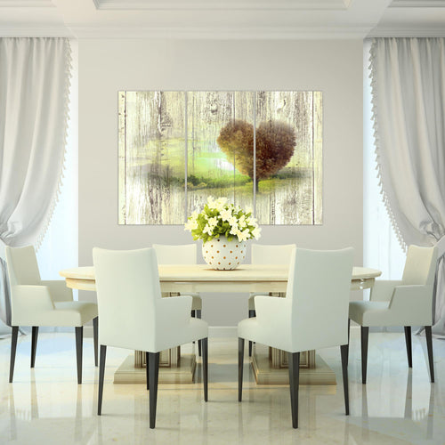 Runa Art Wandbilder Herbst Vintage Bild XXL Wohnzimmer Schlafzimmer Türkis Baum Herz 120 x 80 cm 3 Teilig 606531b