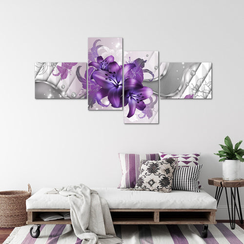 Runa Art Bild Modern Blumen Lilien - Made in Germany - Wandbilder Abstrakt Rot Weiß 4 Teilig 016542b