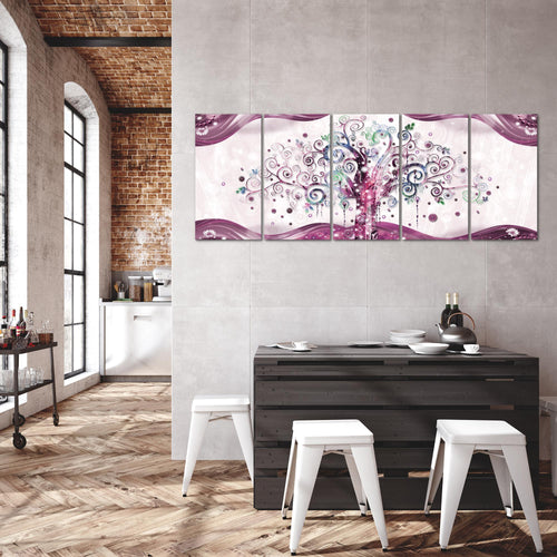 Runa Art Bild Gustav Klimt Baum des Lebens Wandbilder auf Vlies Leinwand 5 Teilig Wanddekoration Wohnzimmer 003056b