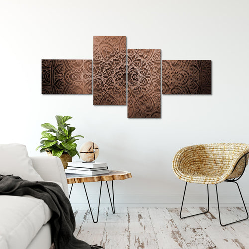 Runa Art Bild XXL 4 Teilig Mandala 200 x 100 cm Kunstdruck auf Vlies Leinwand Wanddeko Wohnzimmer Schlafzimmer 101241c