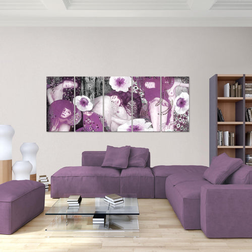 Runa Art Bild Collage Gustav Klimt Wandbilder auf Vlies Leinwand 5 Teilig Wanddekoration Wohnzimmer 018556c