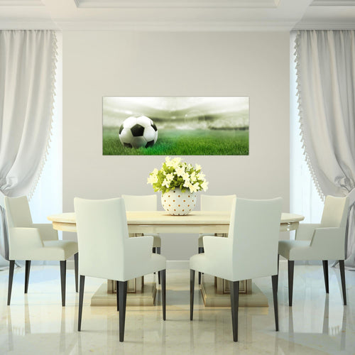 Runa Art Wandbild Fussball 1 Teilig 100 x 40 cm Modern Bild auf Vlies Leinwand Sport Wohnzimmer Schlafzimmer Grau 402412b