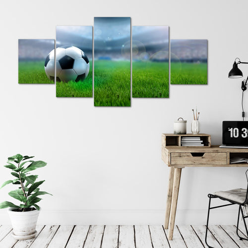 Runa Art Wandbilder Fussball 5 Teilig Bild auf Vlies Leinwand Deko Wohnzimmer Schlafzimmer Sport Grau 402452a