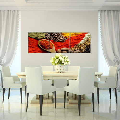 Runa Art - Bilder Küche Gewürze 120 x 40 cm 3 Teilig Wandbild auf Vlies Leinwand Rot Mehrteilig Modern 500433a